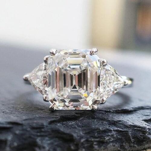 Luxury Engagement Ring For Women Big Square Crystal Stone Wedding Anniversary Best Gift Big Rings