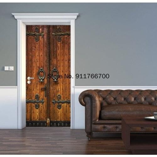 PVC Self Adhesive Stickers Art Mural Deursticker Wood Grain Door Sticker Beautiful SceneryHouse Stuff for Home And Decoration