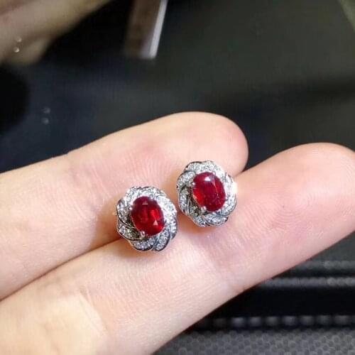 100% Natural And Real Ruby Earring 925 sterling silver Fine jewelry For men women Earring