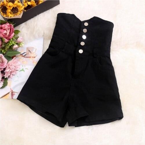 2021 Spring New Super High Waist Buttons Up PU Leather Shorts Womens Slim Casual Pants Fashionable Black Slim Boot Pants