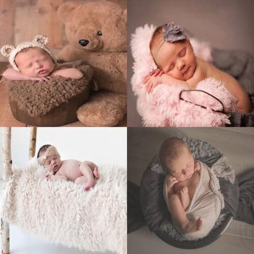 Infant Baby Photo Props Newborn Photography Soft Short Fur Quilt Photographic Blanket Mat