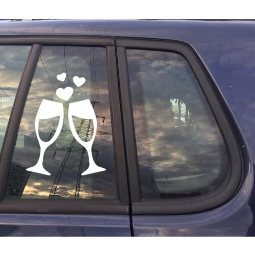 Wedding Wine Glasses Filled With Warm Love Vinyl Car Decals For Car Door And Waist Line Design FA302
