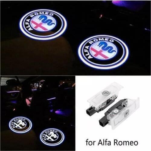 FOR Alfa Romeo LED Car Door Welcome Light Logo Projector Giulia Giulietta Mito Stelvio Brera 147 156 159 car-styling
