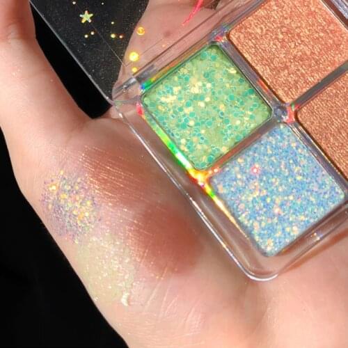 4Colors Glitter Eyeshadow Pallet Matte Shimmer Makeup shimmer Sequins Shine Diamond Eye shadow maquillaj Pigment Cosmetics TSLM1