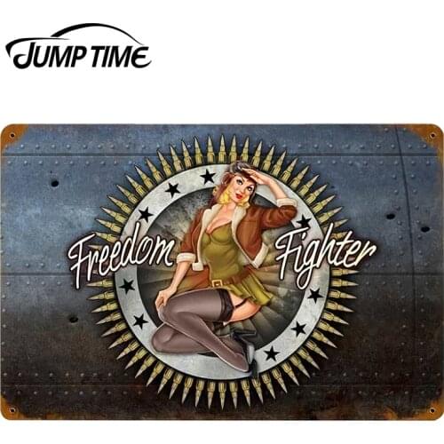 JumpTime 13cm x 8.6cm For Retro Freedom Fighter Pin-Up Girl Sexy Girl Vinyl Car Tank Rear Windshield Windows Bumper Decal