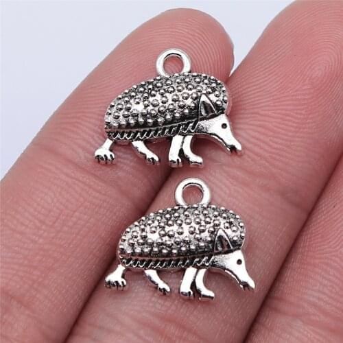 WYSIWYG 20pcs 15x17mm Antique Silver Color Hedgehog Charms Pendant For Jewelry Making DIY Jewelry Findings