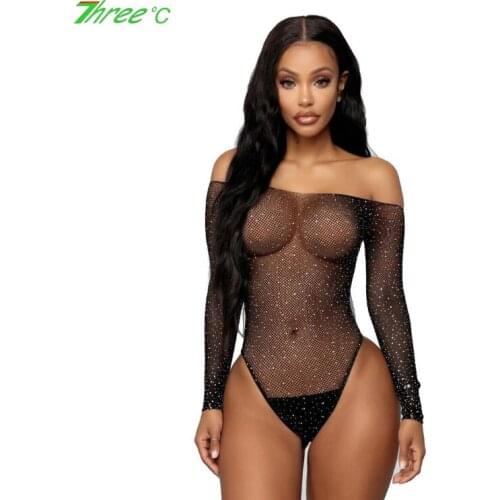 Ladies Mesh Sexy Lingerie Jumpsuit Hot Selling Fishnet Perspective Temptation Sexy Long Sleeve Bodysuit Babydoll Underwear
