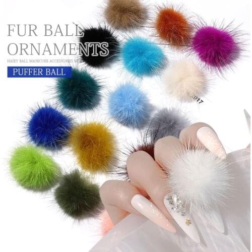 1Box Manicure Cute Hair Ball Mink Velvet Detachable 3D Nail Art Fluffy DIY Magnetic Fluffy Ball Suit