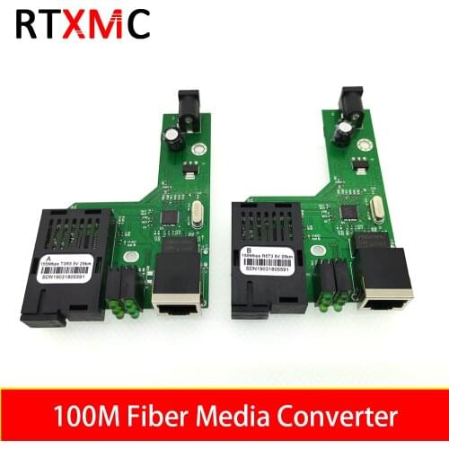 10Pairs 100M Optical Fiber Media Converter Fiber Transceiver Single Fiber Converter 25km SC 10/100M Singlemode Single Fiber PCBA