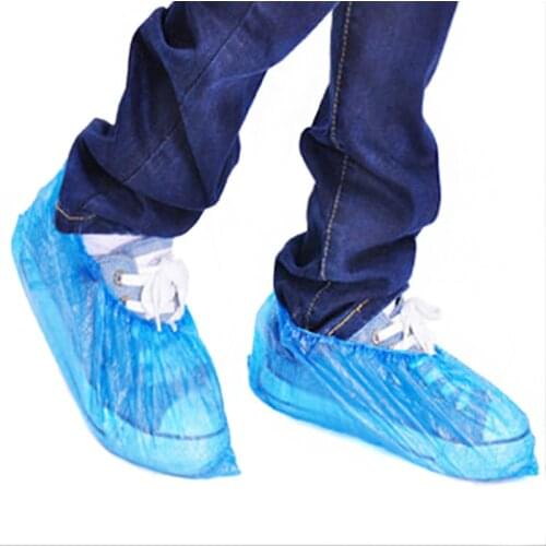 100Pcs Disposable Plastic Thick Outdoor Rainy Day Carpet Cleaning Shoe Cover Blue waterproof shoe covers Hot sale shoe cover