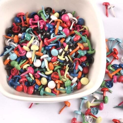 100Pcs Mixed Pastel Round Brads Fastener Embellishment Studs And Spikes For Clothes Metal Crafts Shoes Decoration 5X10mm C1114