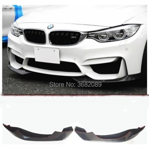 AC Style 2PCS Real Carbon Fiber Front Bumper Splitter Spoiler Lip Flaps Fit For BMW F80 M3 2015-2019 F82 F83 M4 2014-2019 16 18