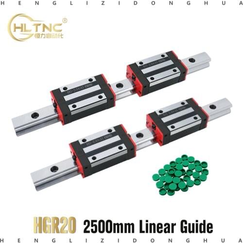 2 pcs High-quality HGR20 2500mm linear guideway + linear guide block HGH20CA /HGW20CC 4pcs for cnc parts