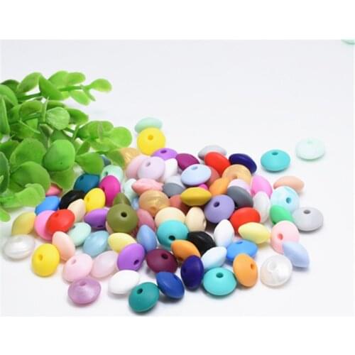 Teeny Teeth 20 PCS Multi-Color Silicone Teething Abacus Beads,DIY Teething Necklace Colorful Lentils Silicone Abacus loose Beads