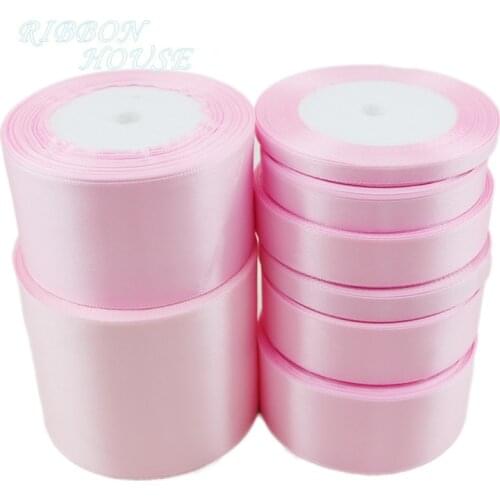 25 yards/roll) Pink Single Face Satin Ribbon Wholesale Gift Wrapping Christmas ribbons