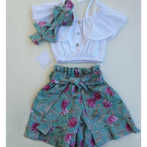 2020 Pudcoco Toddler Baby Girl Floral Outfits Clothes T-shirt Tops+Shorts Pants 3PCS Set