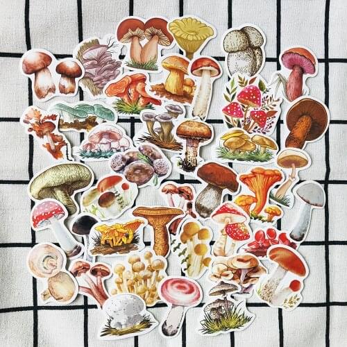 40pcs / bag hand-painted colorful small mushroom waterproof sticker DIY scrapbooking album diary happy plan decorative sticker