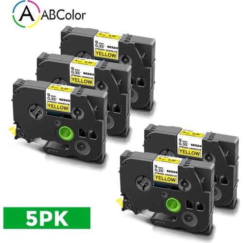 5PK TZe S621 Labels For Brother TZeS621 TZe-S621 Label Tape 9mm Extra Strong Adhesive Tape YellowFor Brother P touch Label Maker
