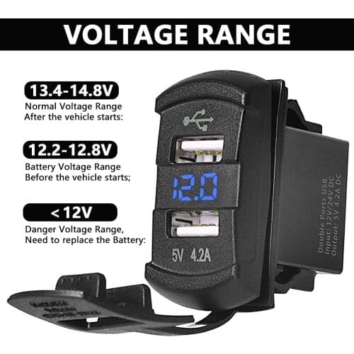 5V 4.2A Universal LED Car Charger Dual USB Switch For Can-AM Maverick X3 for Polaris RZR 1000 800 900 xp Ranger for Boat UTV ATV