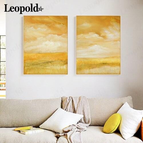 Abstract Yellow Sky Canvas Painting Scene Canvas Yellow Clouds Poster Wall Art New Nordic Living Room Home Decoration Accessorie