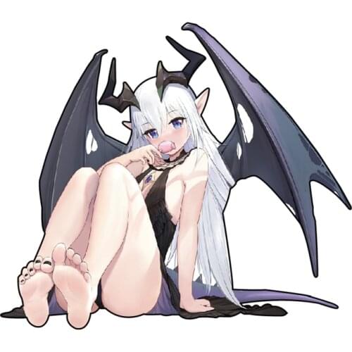 Anime Two-dimensional Demon Exquisite Girl Decals Waterproof Reflective Car Stickers 12.5cmx11cm