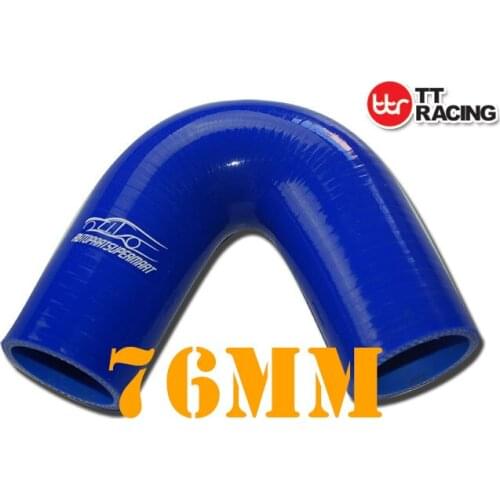 AUE135-76BL - 4PLY Silicone 135 Degree Elbow intake Hose BOV Pipe 76mm 3" Blue