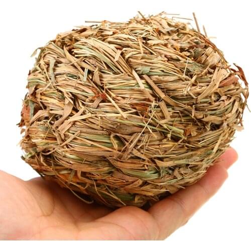Cats Rabbits Pet Grass Ball 10cm Pet Chew Toy Grass Ball With Bell Natural Non Toxic Rodents Pet Playing Tooth Cleaning Supplies