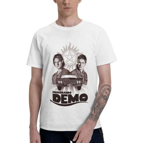 Supernatural T Shirt Men Short Sleeve Cotton T-shirt The Winchesters Procurando Demo Brothers Dean and Sam Tees Fashion Tshirt