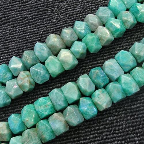 11x14mm Natural Faceted Green Amazonite Beads 15'' Cuboid DIY Loose Beads For Jewelry Making Beads Accessories For Women Gift