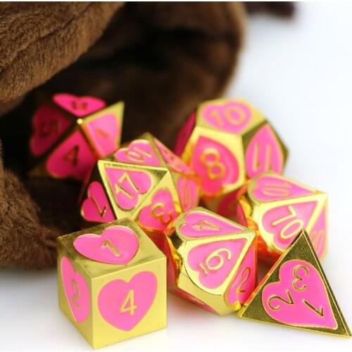 Dnd dice rose pink dice metal dice polyhedral dice set D20 D12 D10 D8 D6 D4 d&d dados rpg 7pcs dice set