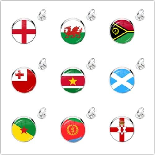 Ireland, Wales, Vanuatu, Tonga, Suriname, Scotland, French Guiana, Eritrea, Northern Ireland National Flag Glass Cabochon Rings