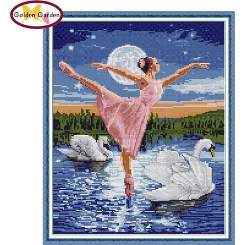 GG Ballet Painting Cross Stitch Embroidery Needlework Set Joy Sunday 14CT11CT Handicraft Counted Cross Stitch for Home Decor