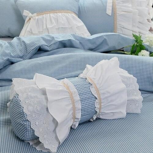 Handsome plaid ruffle lace pillow Princess bedding pillow candy cushions lumbar pillows sofa hand rests pillow JullietteDream