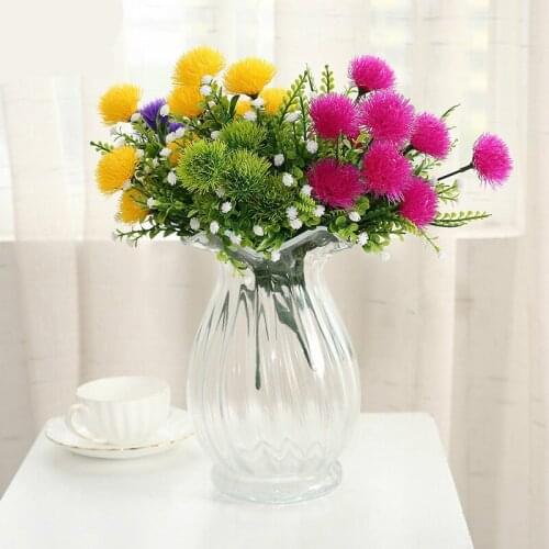 Colourful cute ball chrysanthemum flower fake artificial dandelion 5 heads/bouquet Outdoor garden decoration flower plant