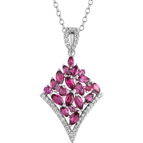 GZ ZONGFA Natural Rhodolite Gemstone ladies necklace Jewelry Custom 925 Sterling Silver Pendant Necklace