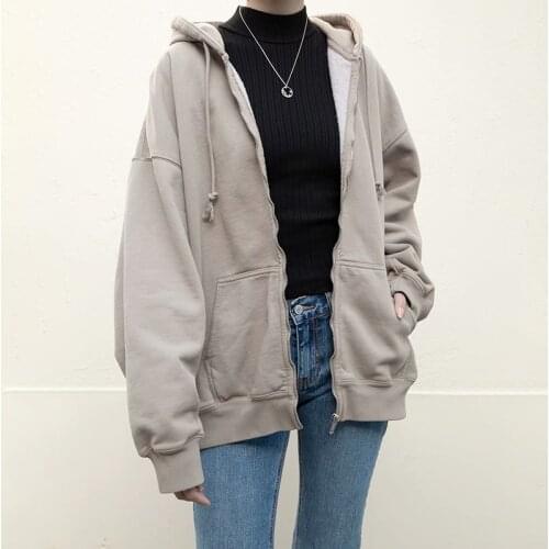 Oversize Girls Soft Hooded Jackets 2021 Spring Fashion Ladies Vintage Cotton Fleece Coats Streetwear Women Long Outerwear Chic