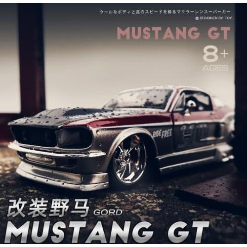 1:24 Modified Mustang GT Simulation Alloy Car Model Adult Collection Car Model Childrens Toy CarDoor Can Be Opened Free Shippin