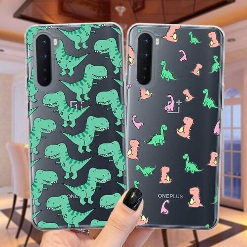 Cute Cartoon Dinosaur Baby Soft Phone Case For Coque OnePlus Nord 7 8 Pro 7T 8T N100 N10 5G Transparent Silicone Back Cover