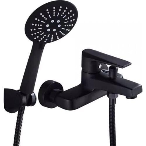 Paint Black Shower Set Wall Mounted Bathtub Faucet Bathroom Sink Shower Faucet Hand Held Shower Head Set Cold and Hot Mixer Tap