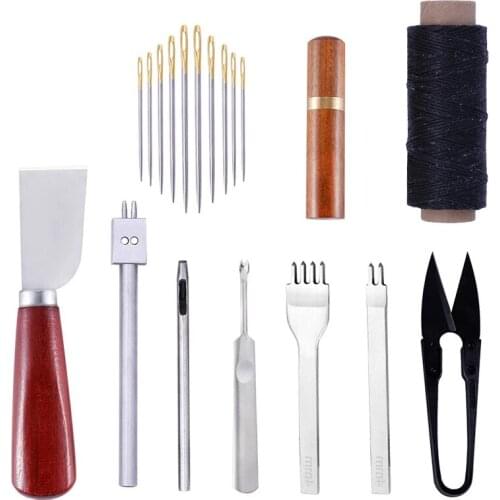Imzay Leather Stitching Sewing Punch Craft Tools Kit Cutter Carving Working Stitching Leather Craft Tool Sets Accessories
