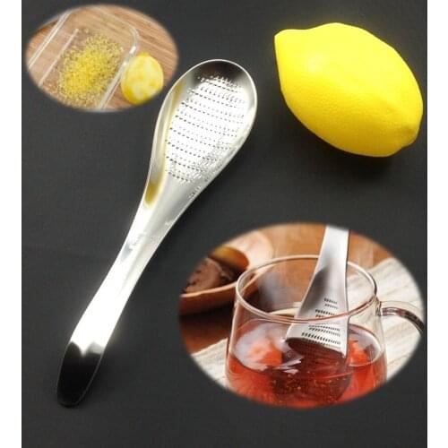 Stainless Steel Spoon Shape Lemon Zester Mixer Ginger Grater Wasabi Garlic Grinding Tools Cheese Grater Mixing Spoon QB878074