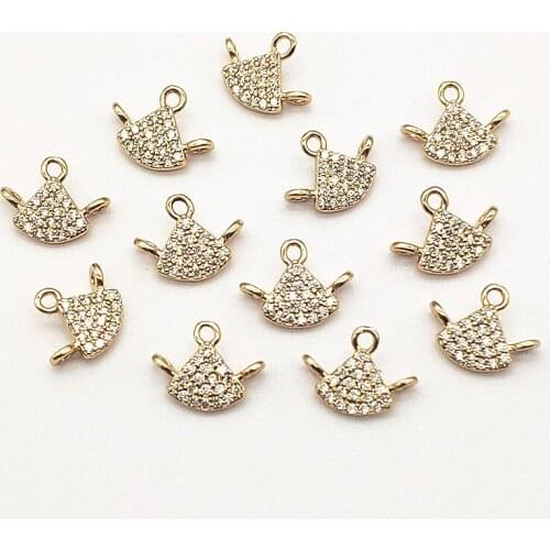 New arrival! 12X9mm 50pcs Cubic Zirconia Copper Charm For Handmade Necklace Earring DIY Parts Jewelry Findings & Components