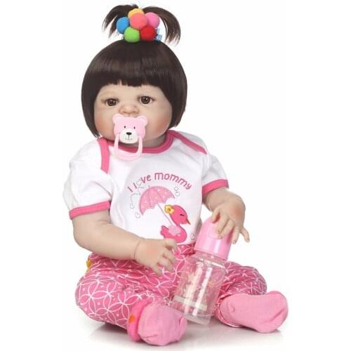 NPK 22" lovely Full silicone simulation newborn baby girl bebe boneca best child festival gifts silicone reborn baby dolls