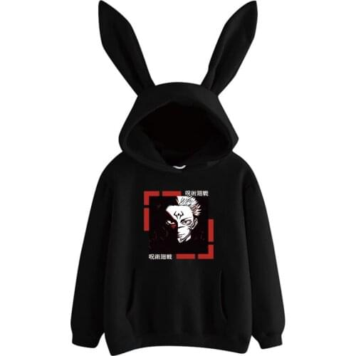 Janpanese Anime Jujutsu Kaisen Rabbit Hoodie Women Girls Kpop Sweatshirts Kawaii Yuji Itadori Graphic Harajuku