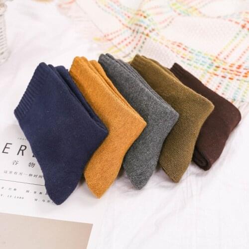 Autumn And Winter Pure Color Men Terry Cotton Middle Tube Socks Towels Socks Mix Color Wholesale 10pair/lot