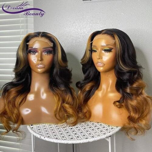 Highlight Blonde Hair Wigs Brazilian Wave Wig Ombre Color 13x4 Lace Front Human Hair Wigs Remy Lace Front Wig For Women