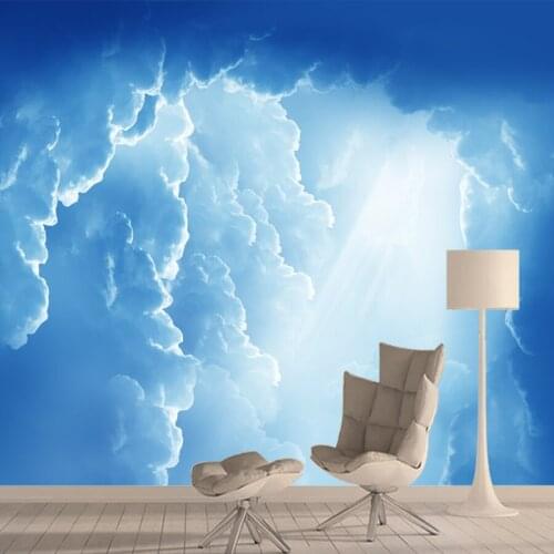 Custom 3d Blue Sky Cloud Wallpapers Murals for Living Room Decoration Home Decor Walls Paper Contact Vinyl PVC Wall Rolls Prints