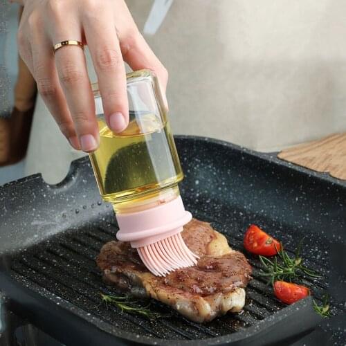 Comes With A Glass Cover Glass Cup Simple Silicone Brush Head Cooking Gadgets Sao Roasting Brush Oil Soy Sauce Artifact