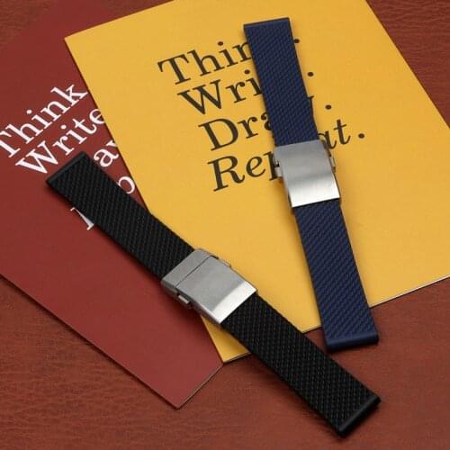 Soft Silicone Rubber Watchband 22mm 24mm Bracelet For Navitimer/Avenger/Breitling strap Superocean Watch Band Folding Buckle