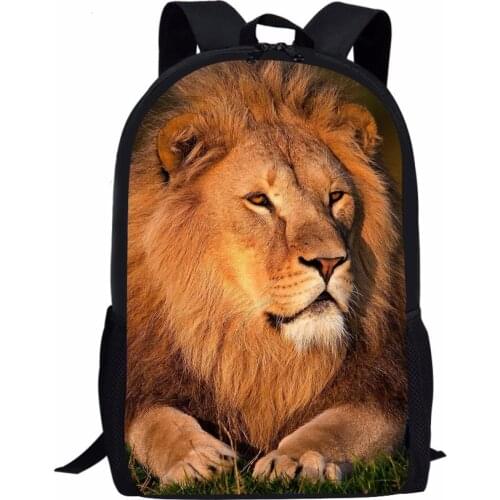 Lion Print Kids School Bags Kindergarten Boys and Girls 1-5 Years Old Children Backpack 3D Cartoon Lovely Bear School Students B